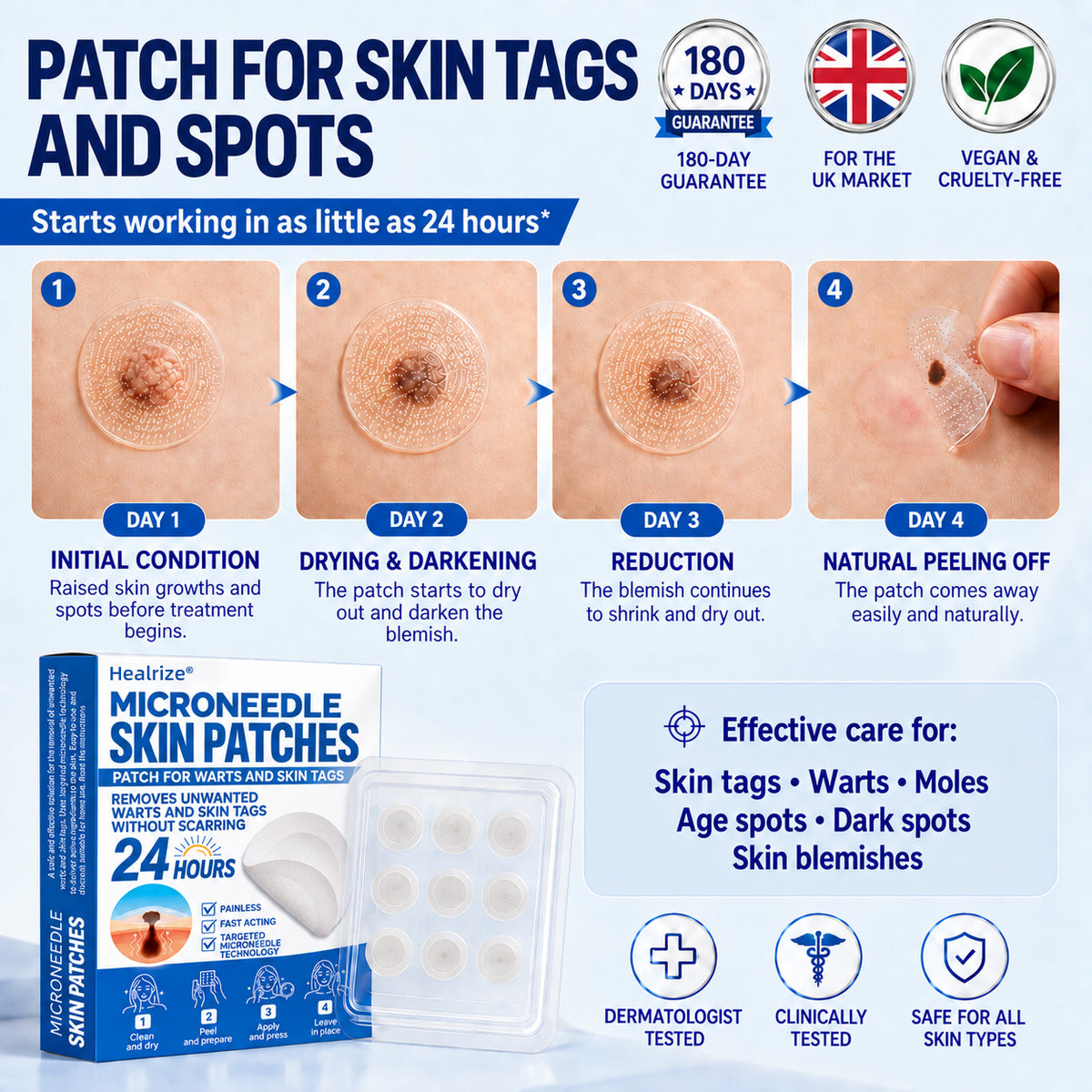 40%off | Healrize® 🌿 Microneedles for Flawless Skin – Self-Adhesive Wart Remover