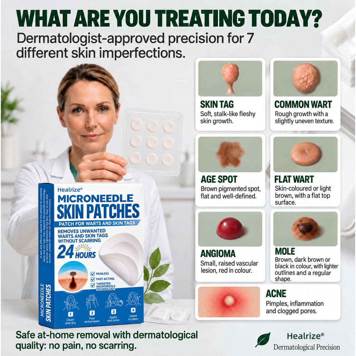 40%off | Healrize® 🌿 Microneedles for Flawless Skin – Self-Adhesive Wart Remover
